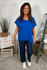 Tova V-Neck Cotton Top Cobalt