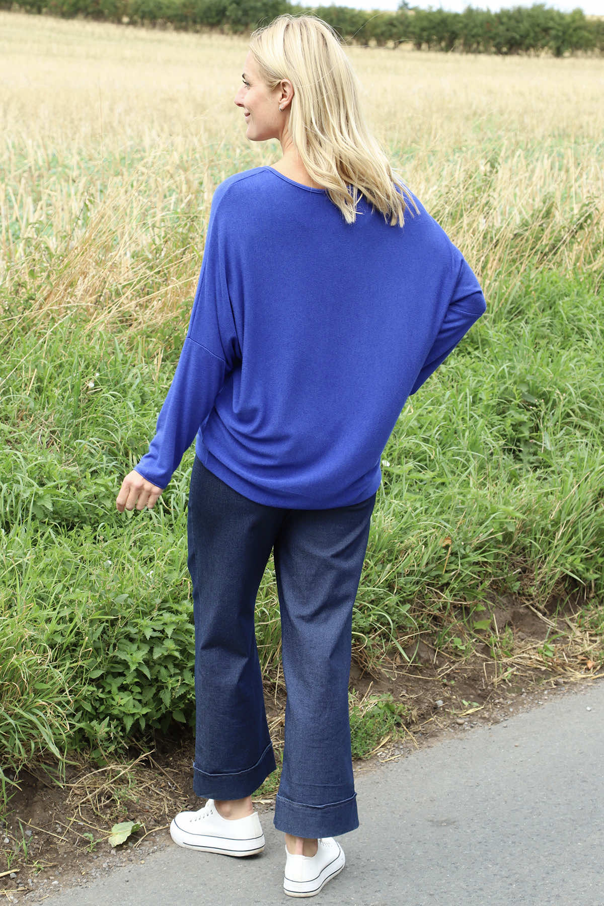 Blythe Button Detail Top Cobalt