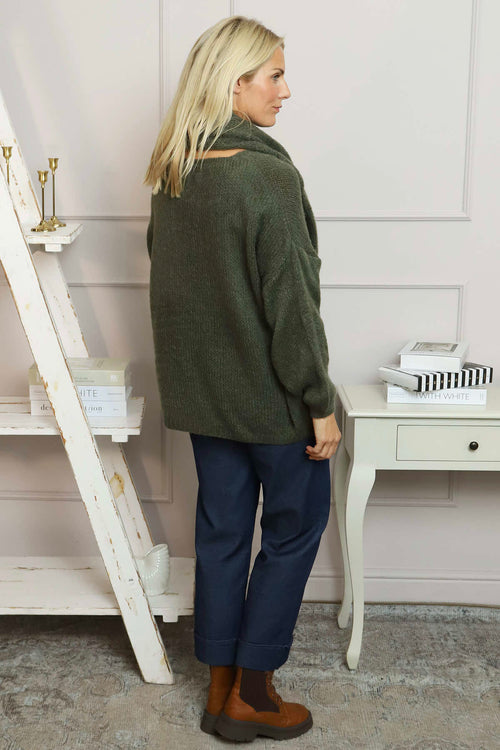 Baylin Scarf Knitted Jumper Khaki - Image 4