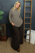 Lyssa Cowl Neck Stripe Top Stone Stone - Lyssa Cowl Neck Stripe Top Stone