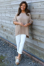 Neola Frill Sleeve Top Camel Camel - Neola Frill Sleeve Top Camel