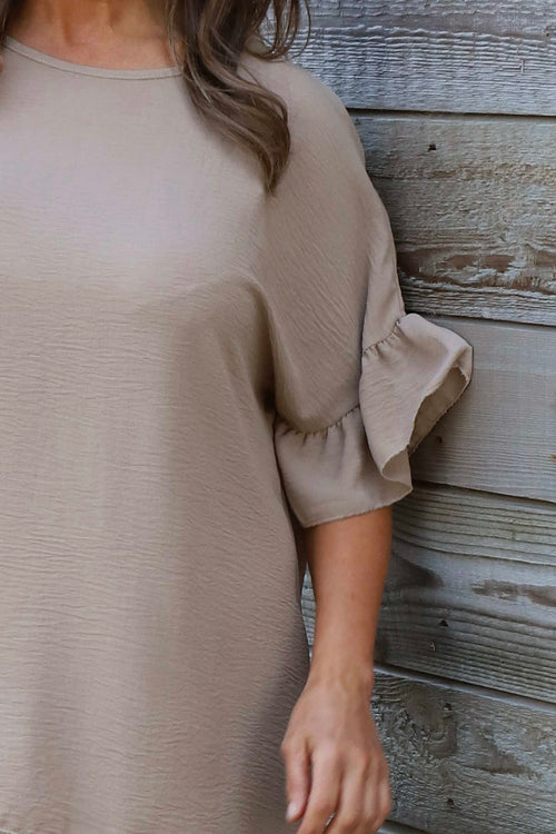 Neola Frill Sleeve Top Camel - Image 3