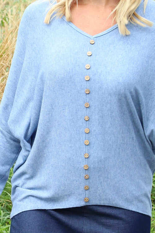 Blythe Button Detail Top Blue - Image 3