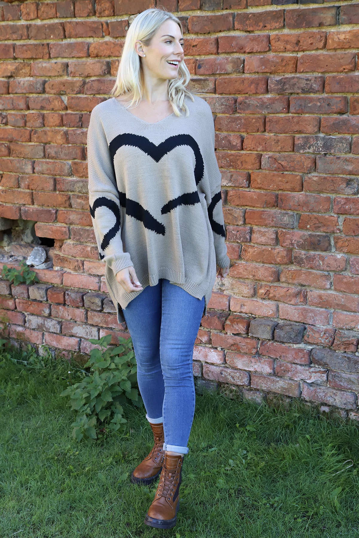 Roxanna Heart Knitted Jumper Mocha
