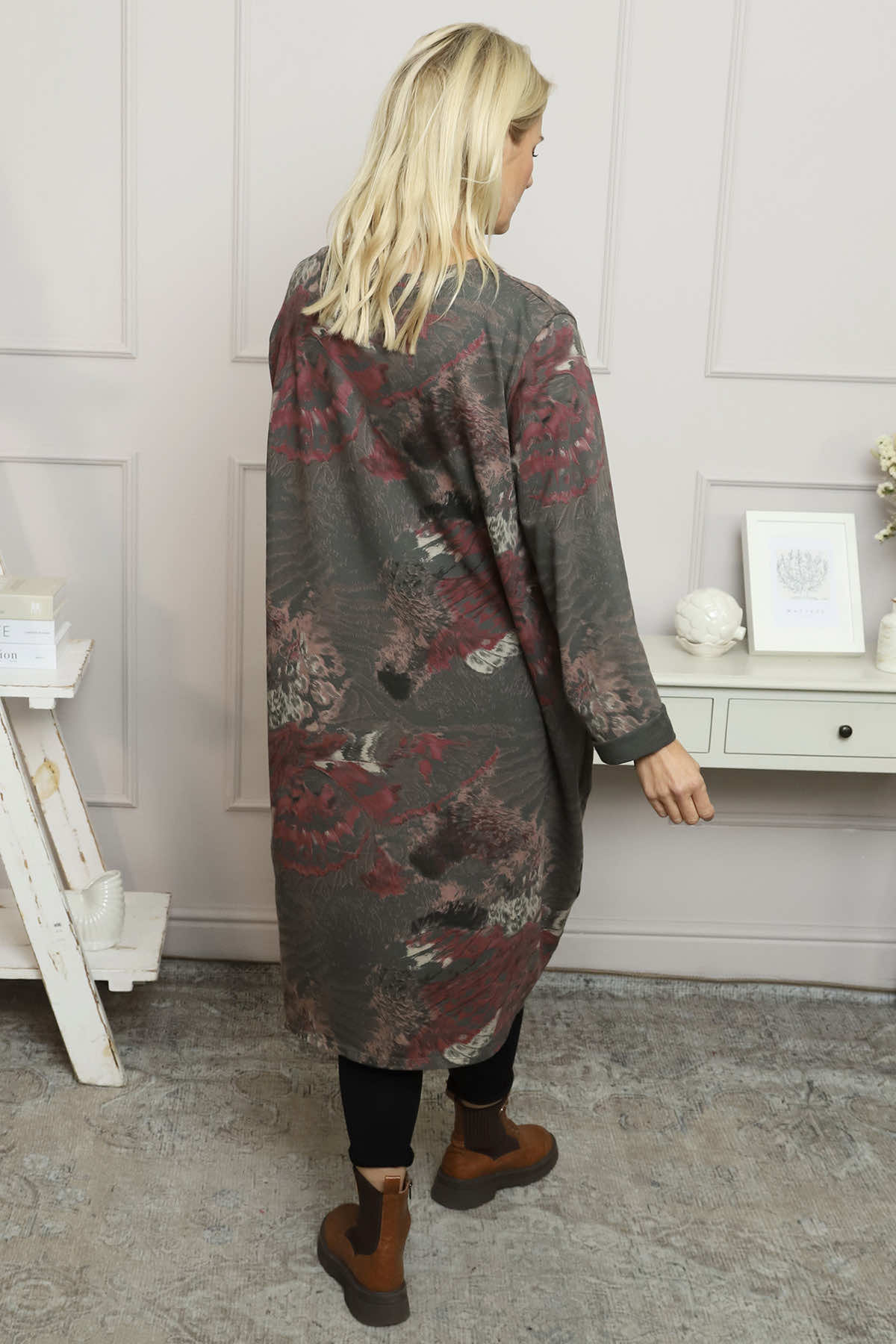 Owena Print Cotton Dress Charcoal