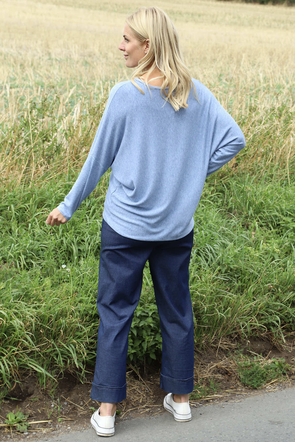 Blythe Button Detail Top Blue