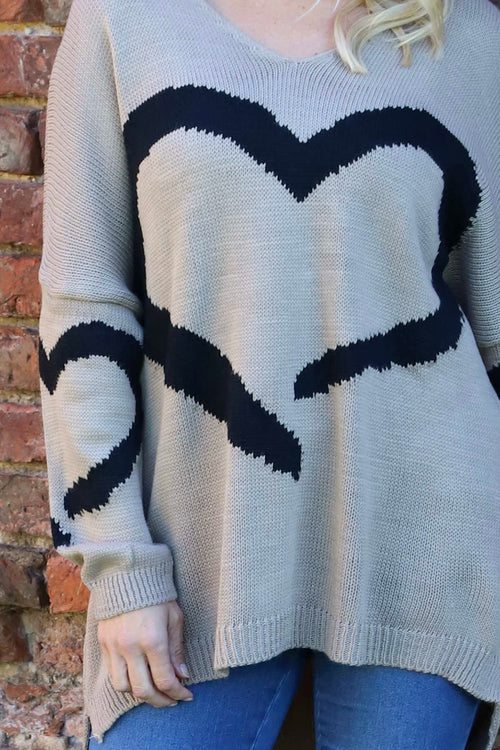 Roxanna Heart Knitted Jumper Mocha - Image 3