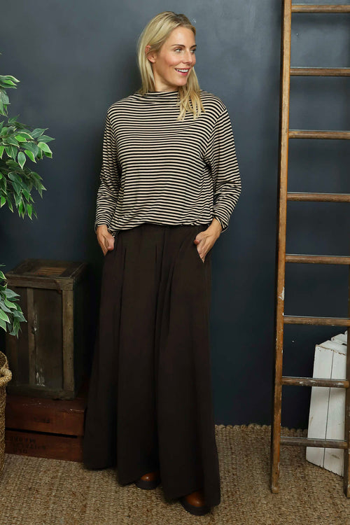 Trish Wide Leg Needlecord Trousers Cocoa