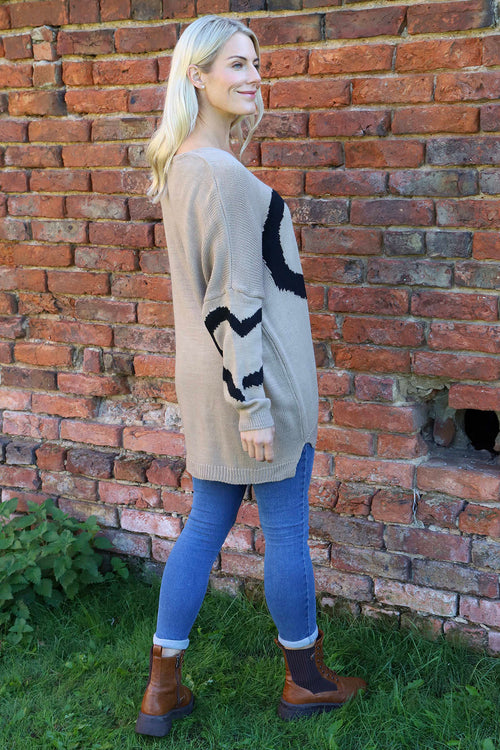 Roxanna Heart Knitted Jumper Mocha - Image 4