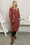 Owena Print Cotton Dress Wine