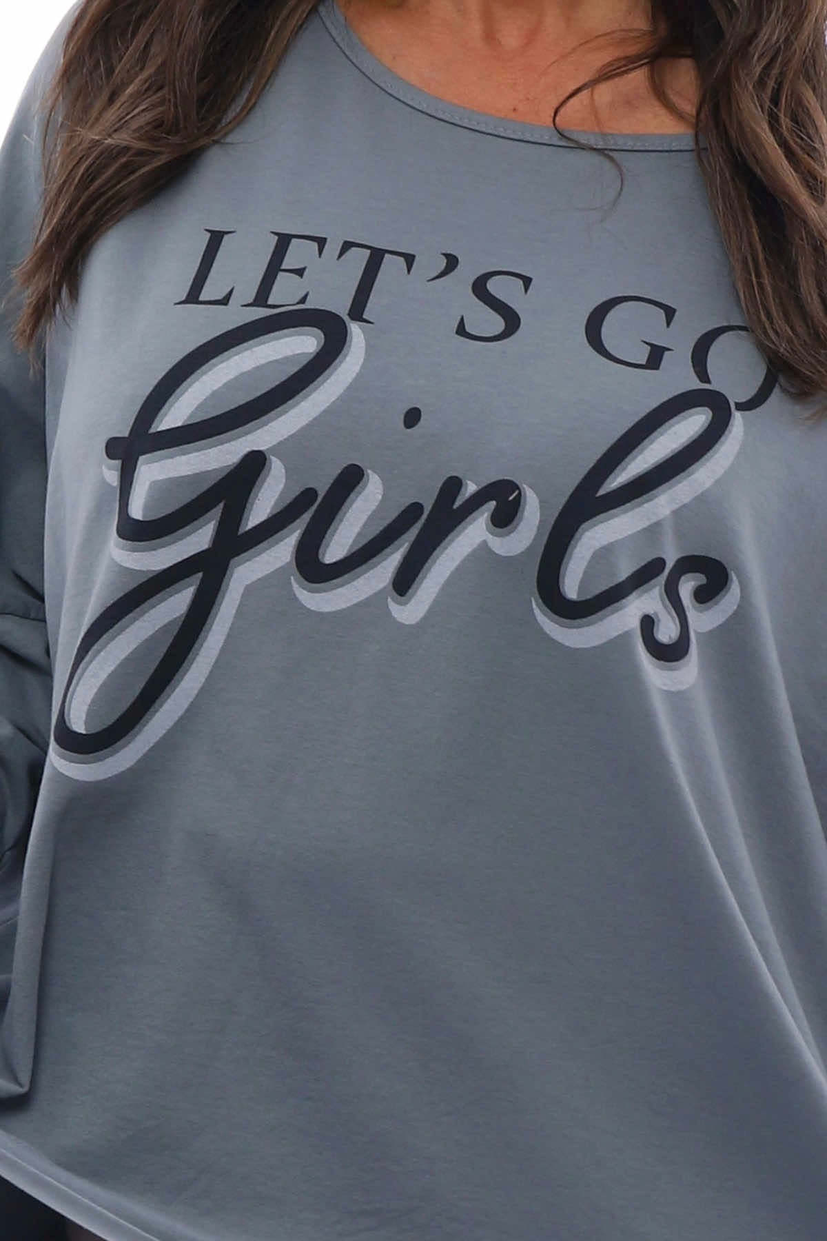 Let's Go Girls Cotton Top Charcoal