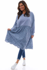 Narella Broderie Anglaise Cotton Tunic Blue Blue - Narella Broderie Anglaise Cotton Tunic Blue
