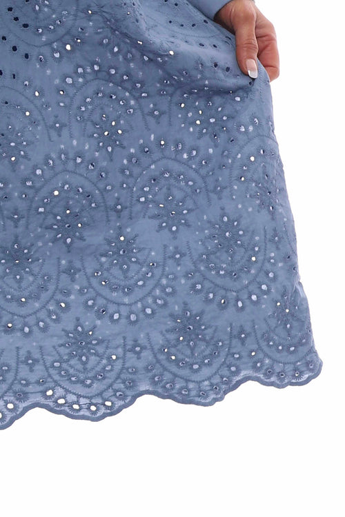 Narella Broderie Anglaise Cotton Tunic Blue - Image 3