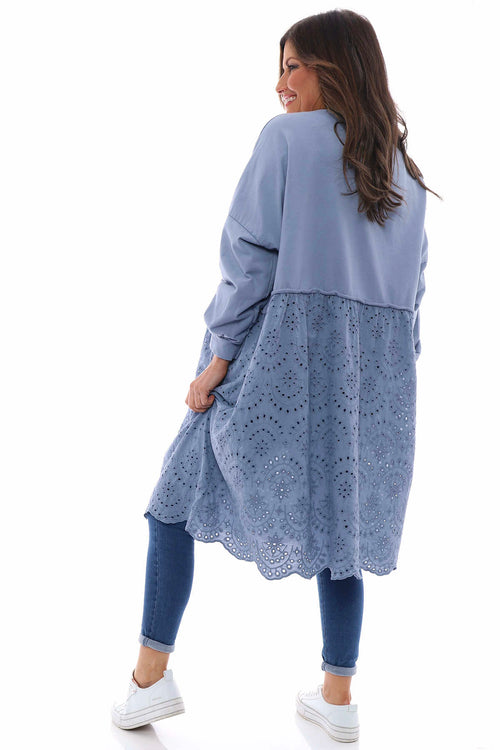 Narella Broderie Anglaise Cotton Tunic Blue - Image 6