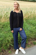 Blythe Button Detail Top Black Black - Blythe Button Detail Top Black