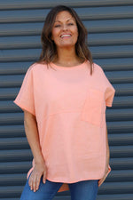 Folkestone Pocket Linen Top Orange Orange - Folkestone Pocket Linen Top Orange