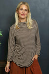 Lyssa Cowl Neck Stripe Top Cocoa