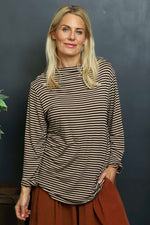 Lyssa Cowl Neck Stripe Top Cocoa Cocoa - Lyssa Cowl Neck Stripe Top Cocoa