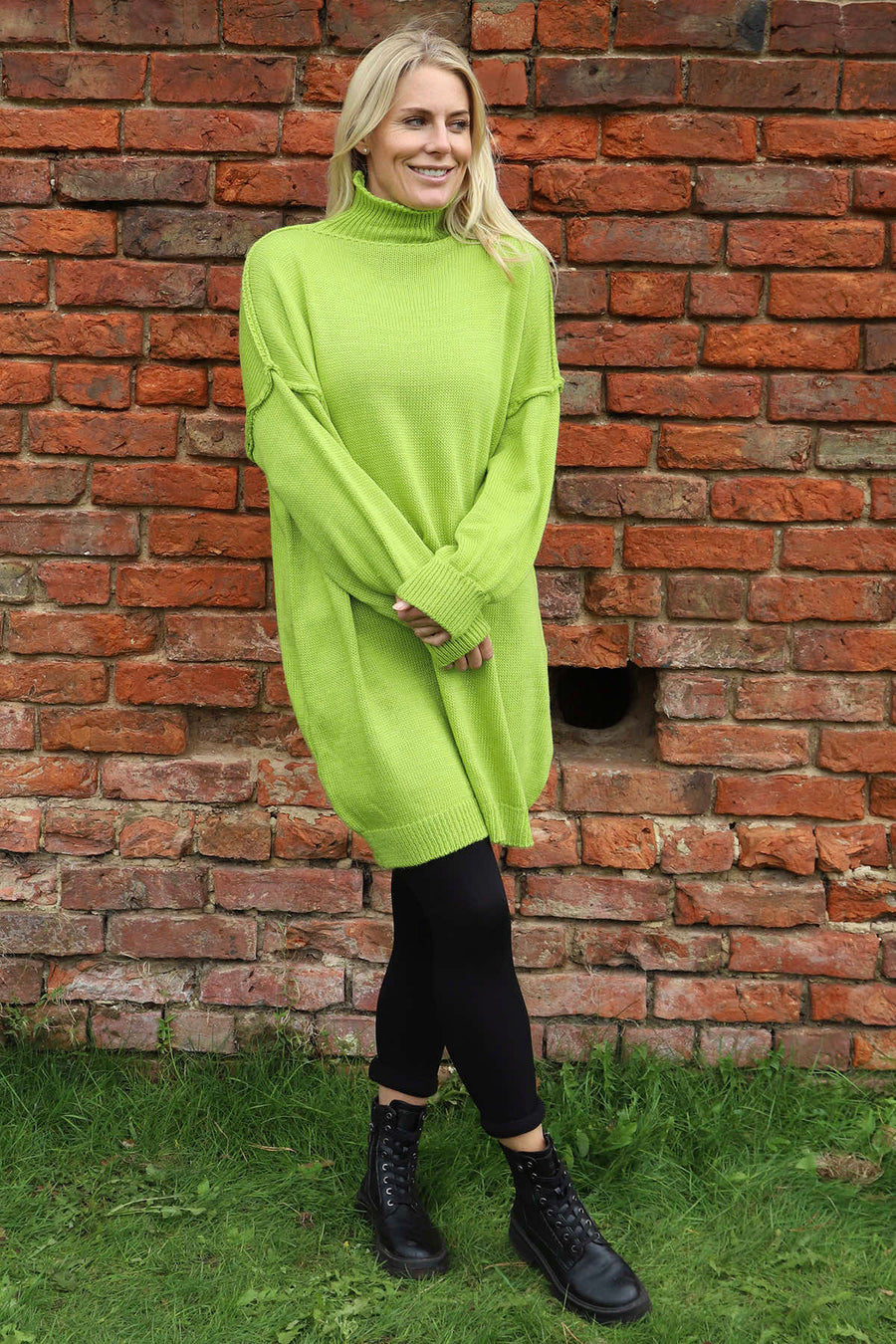 Bridie Polo Neck Knitted Tunic Green