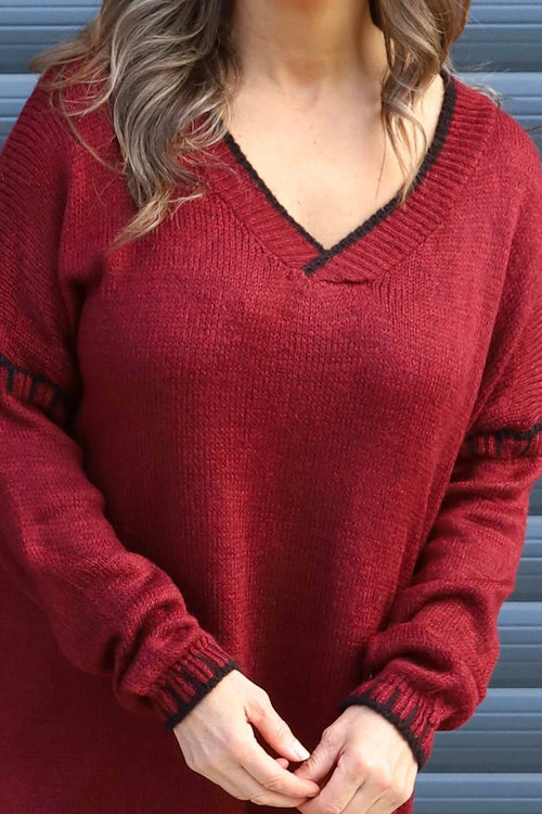 Emma Knitted Jumper Wine - Image 3