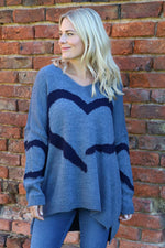 Roxanna Heart Knitted Jumper Blue Blue - Roxanna Heart Knitted Jumper Blue