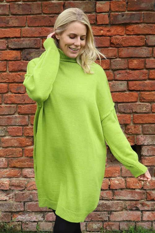 Bridie Polo Neck Knitted Tunic Green - Image 3