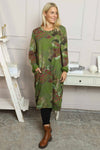 Owena Print Cotton Dress Olive