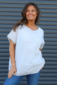 Folkestone Pocket Linen Top Grey