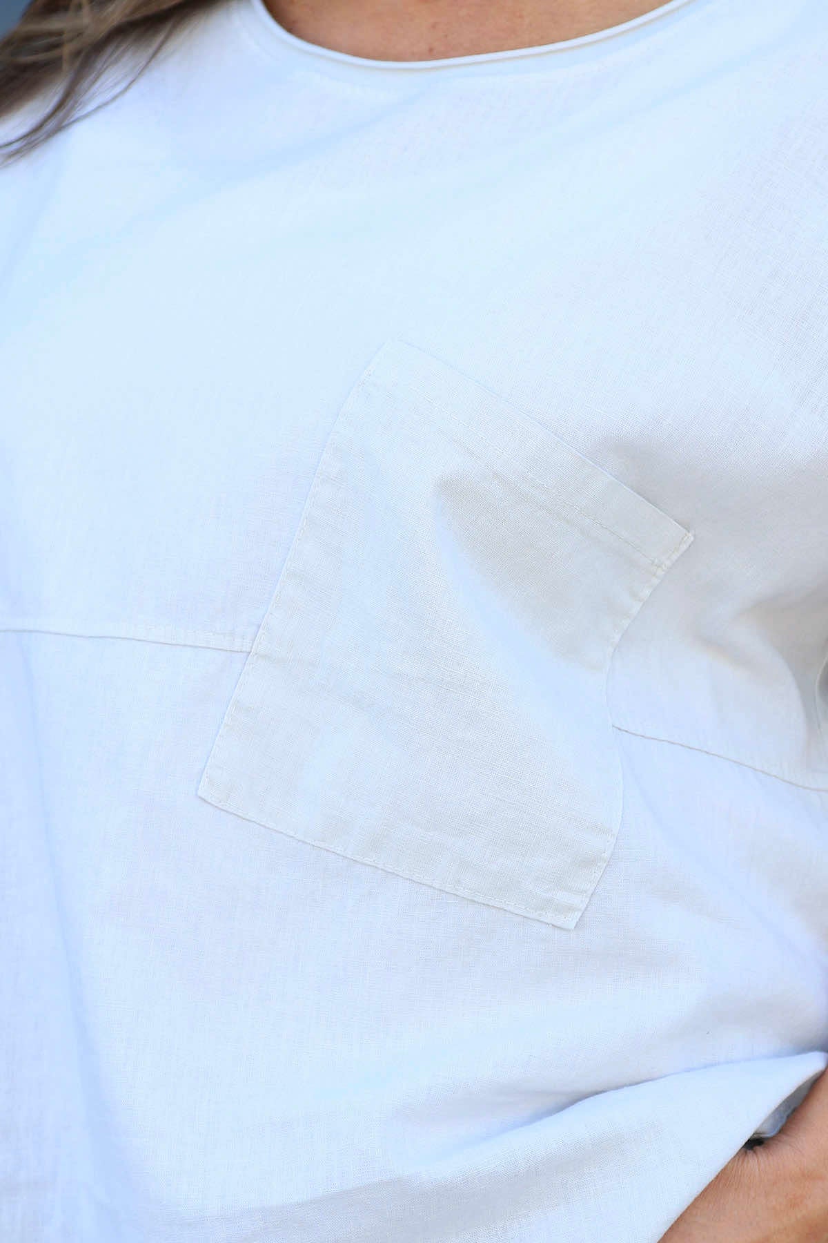 Folkestone Pocket Linen Top Grey