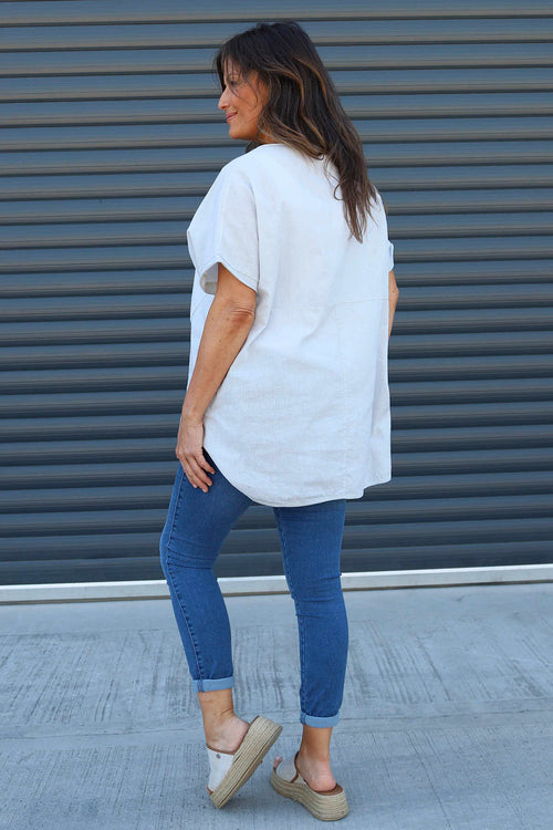 Folkestone Pocket Linen Top Grey - Image 4