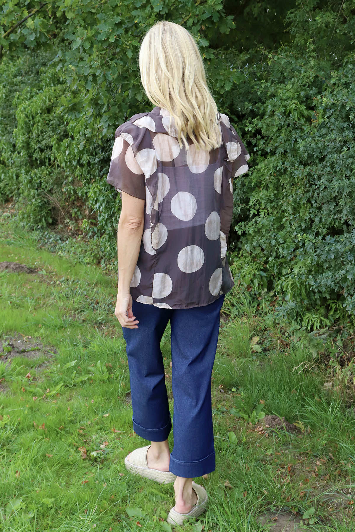 Skye Spot Print Frill Shirt Cocoa