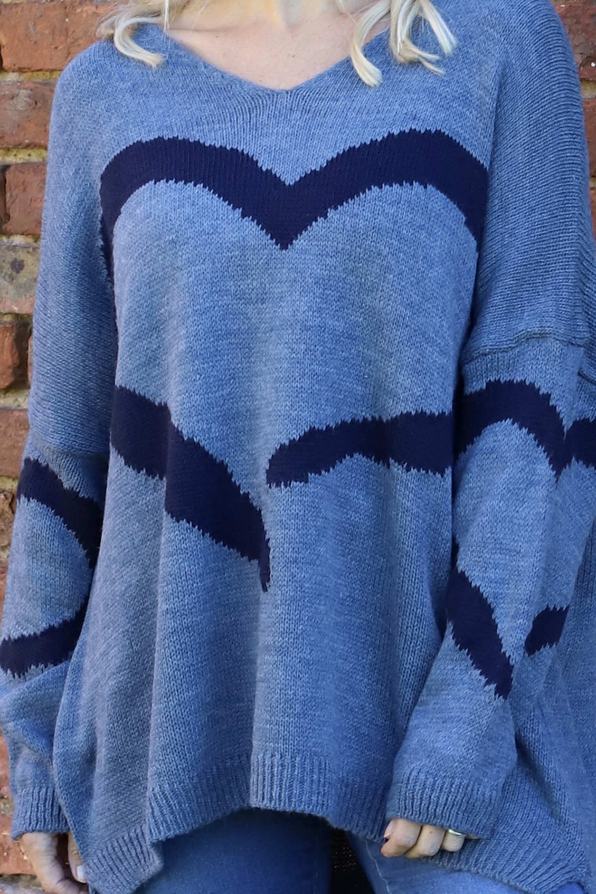 Roxanna Heart Knitted Jumper Blue