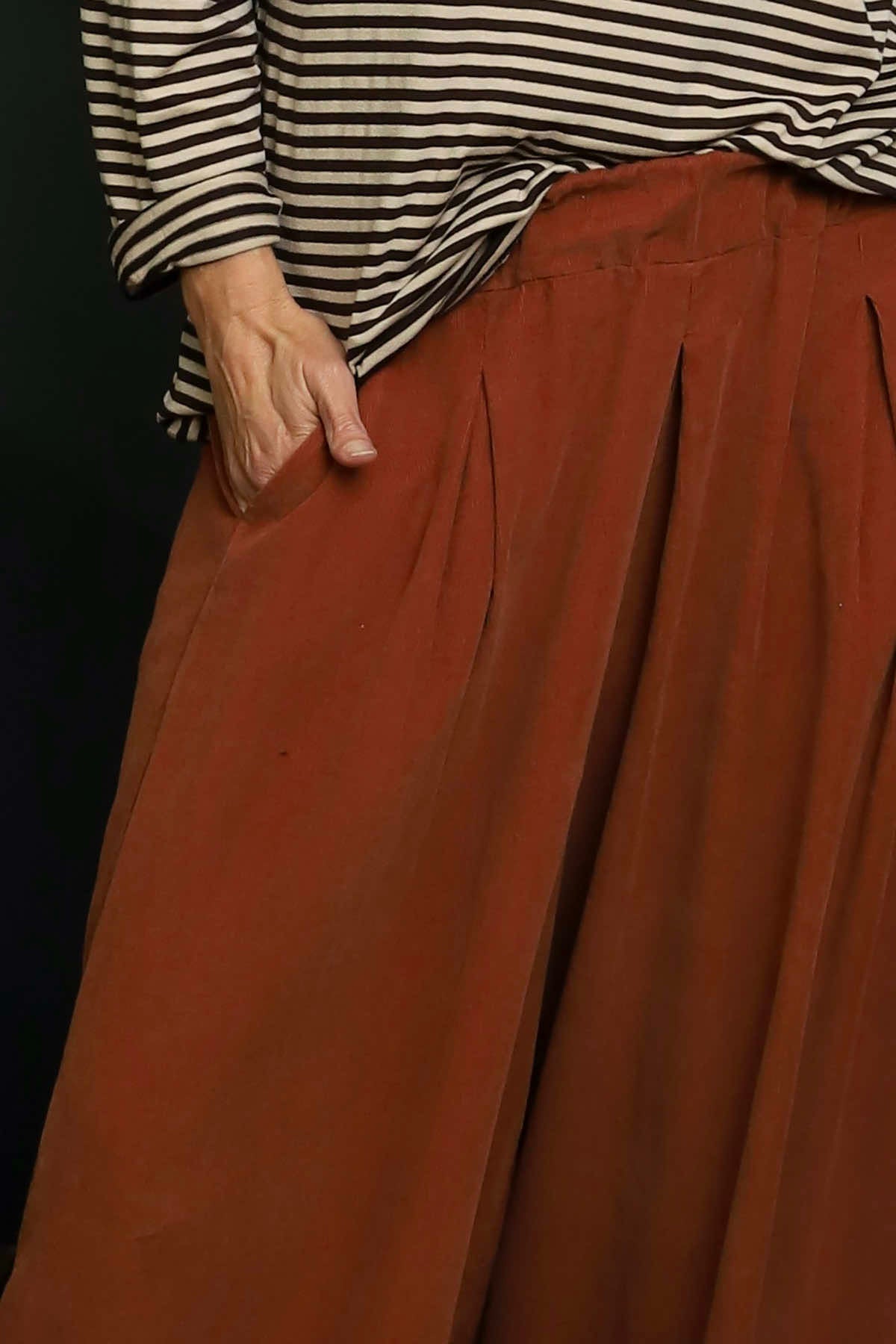 Trish Wide Leg Needlecord Trousers Burnt Orange