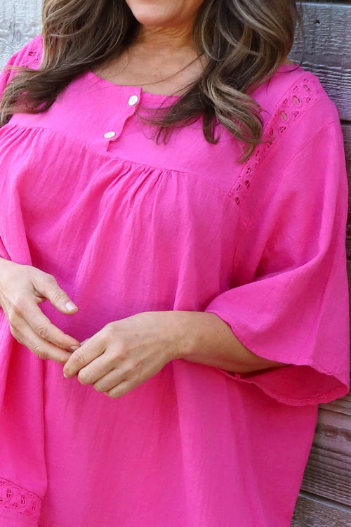 Ophira Smock Cotton Top Fuchsia - Image 3