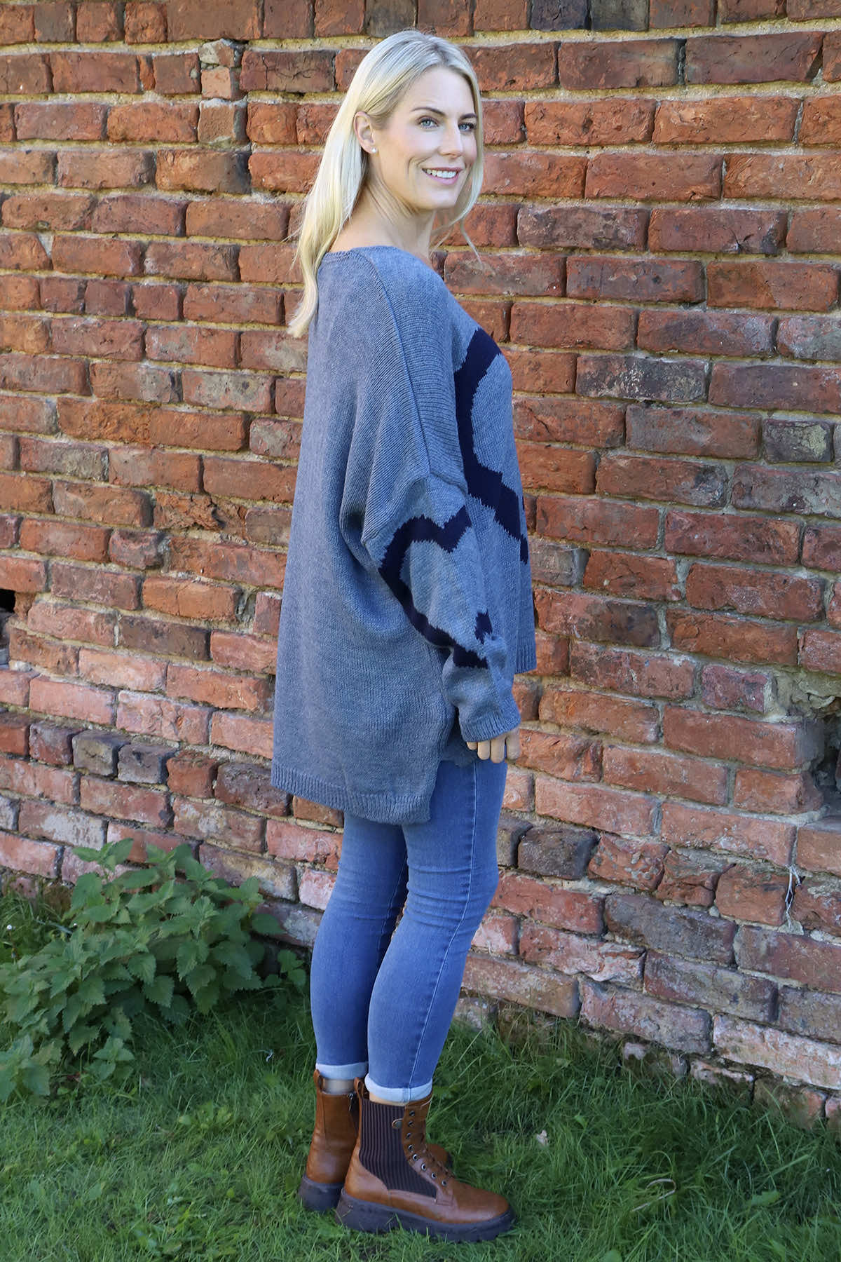Roxanna Heart Knitted Jumper Blue