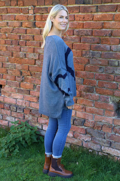 Roxanna Heart Knitted Jumper Blue - Image 4