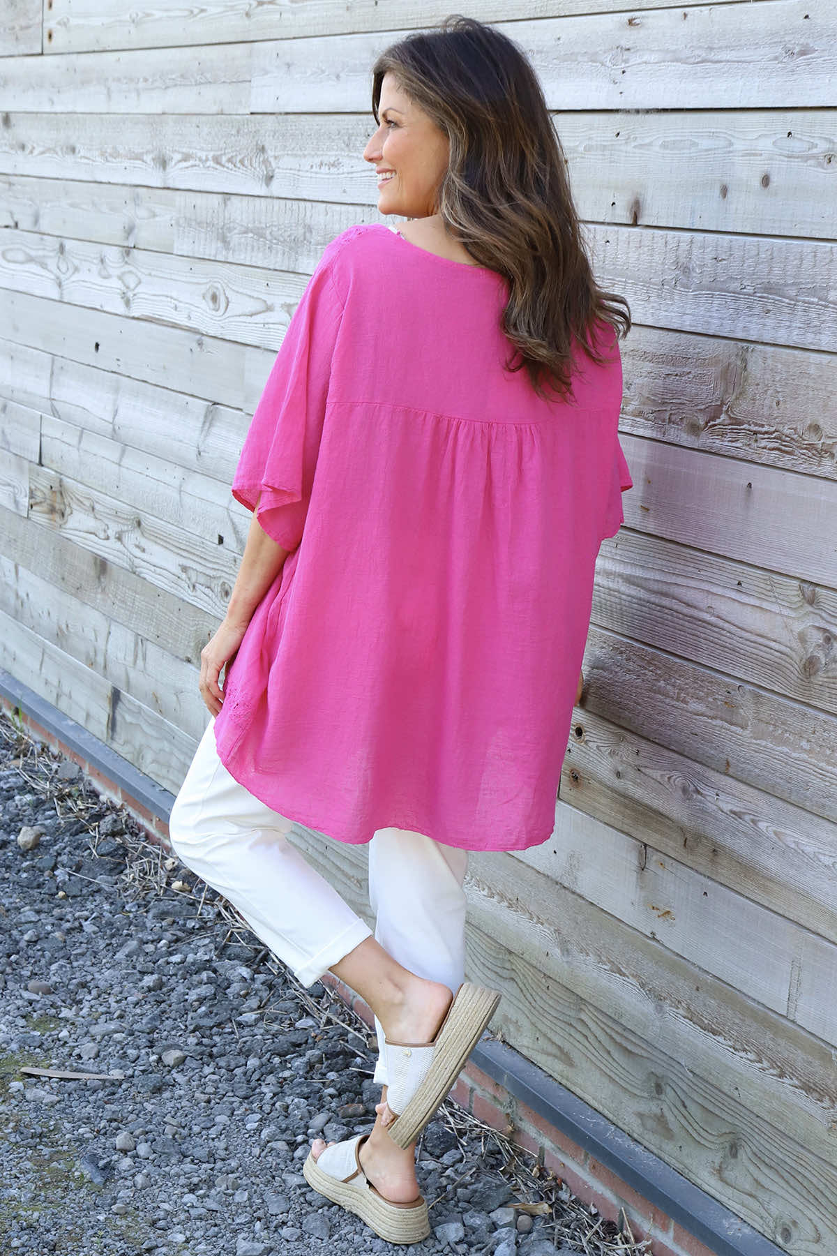 Ophira Smock Cotton Top Fuchsia