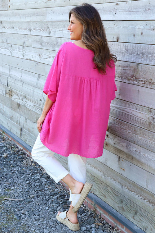 Ophira Smock Cotton Top Fuchsia - Image 4