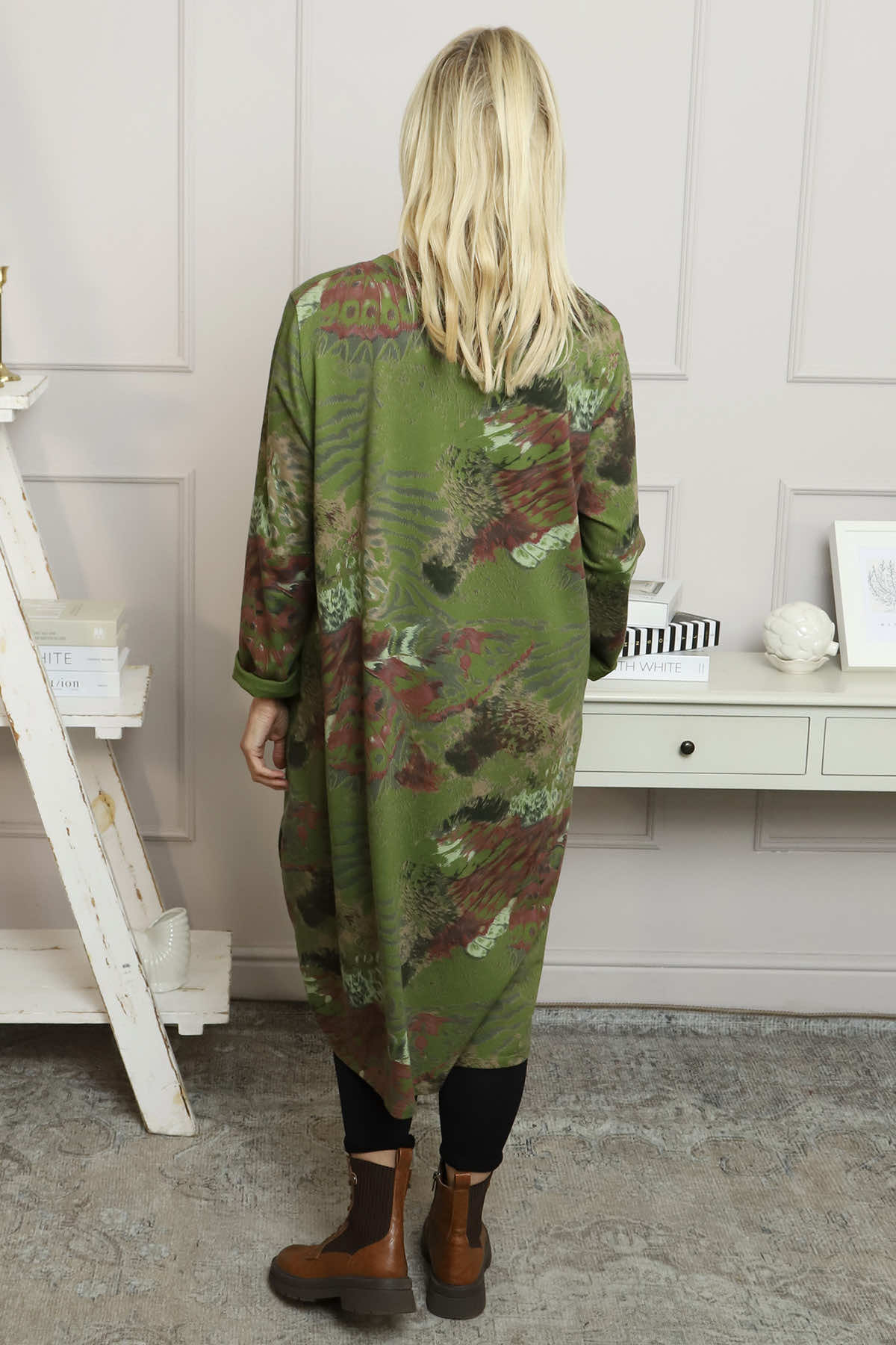 Owena Print Cotton Dress Olive