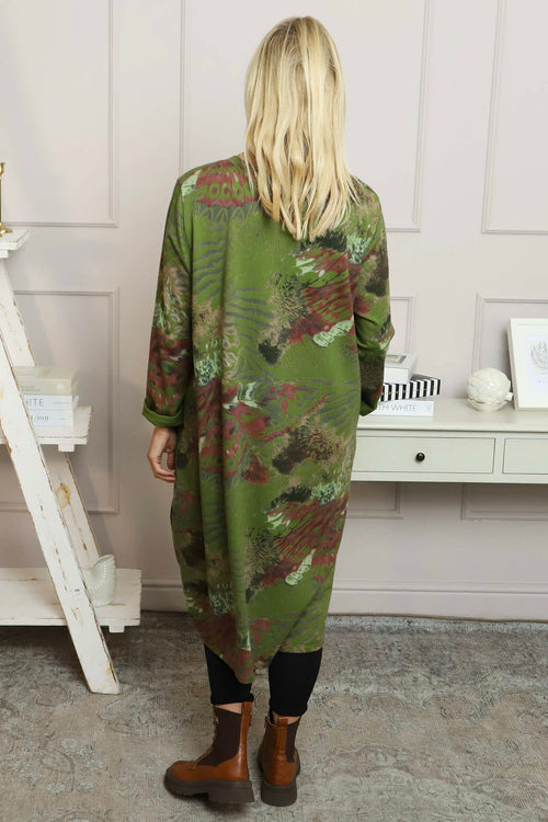 Owena Print Cotton Dress Olive - Image 4