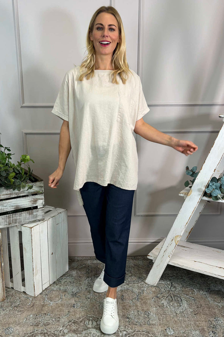Thekla Linen Top Stone