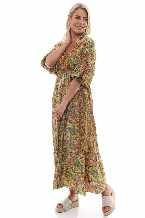 Bianca Print Dress Moss - Image 3