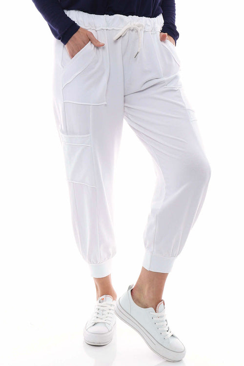Afton Cotton Cargo Pants White - Image 6