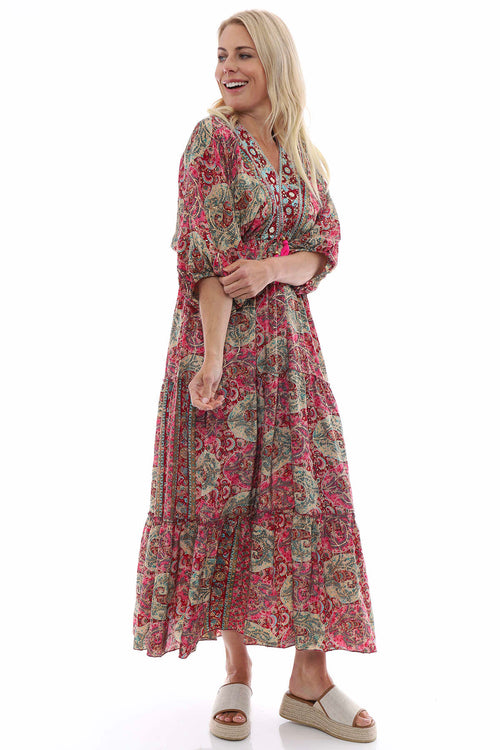Bianca Print Dress Fuchsia - Image 5