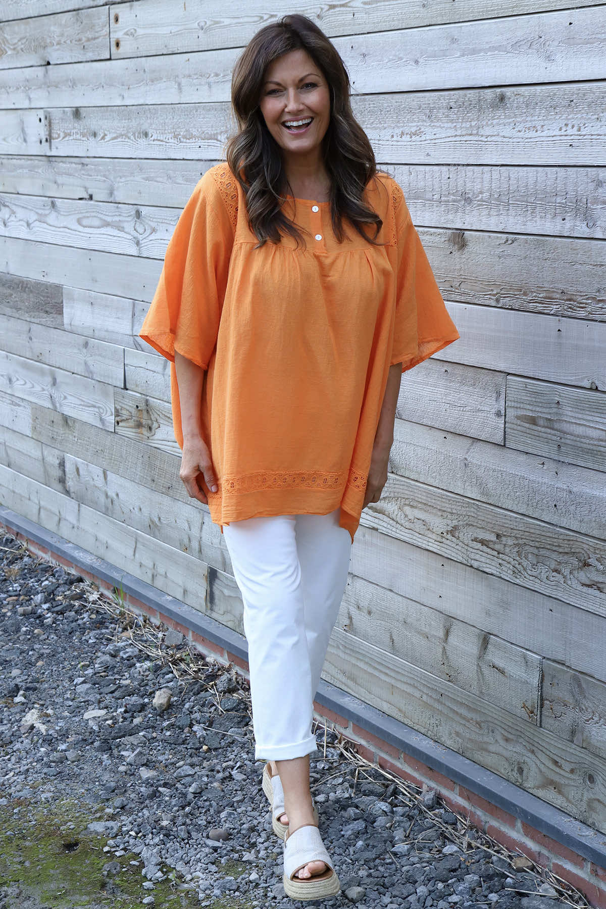 Ophira Smock Cotton Top Orange