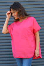 Folkestone Pocket Linen Top Fuchsia Fuchsia - Folkestone Pocket Linen Top Fuchsia