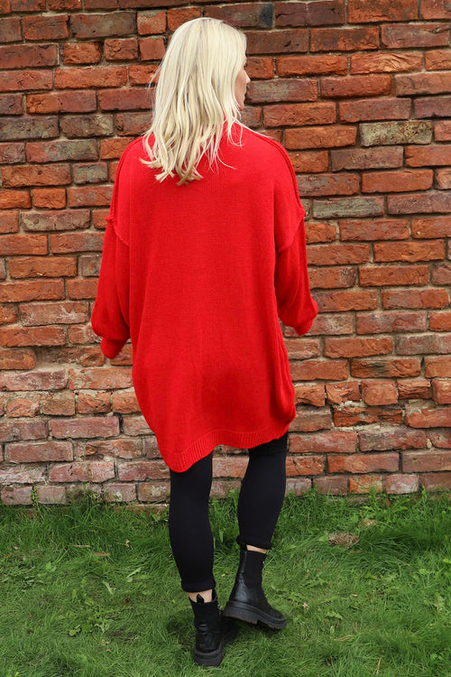 Bridie Polo Neck Knitted Tunic Red - Image 4