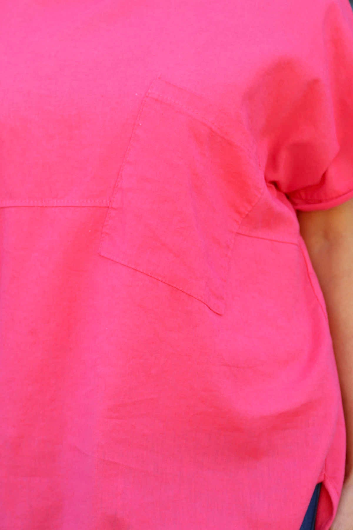Folkestone Pocket Linen Top Fuchsia