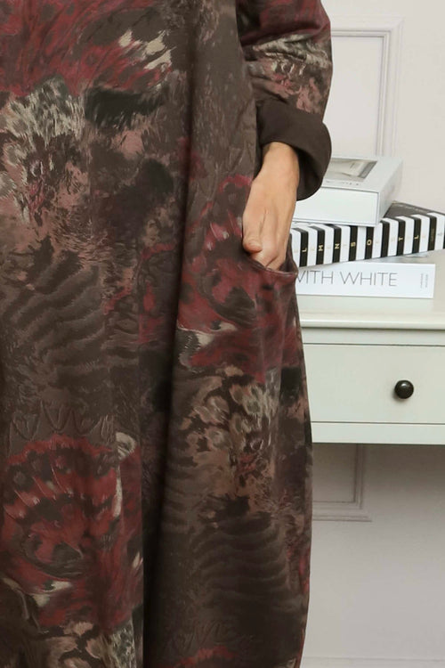 Owena Print Cotton Dress Cocoa - Image 3