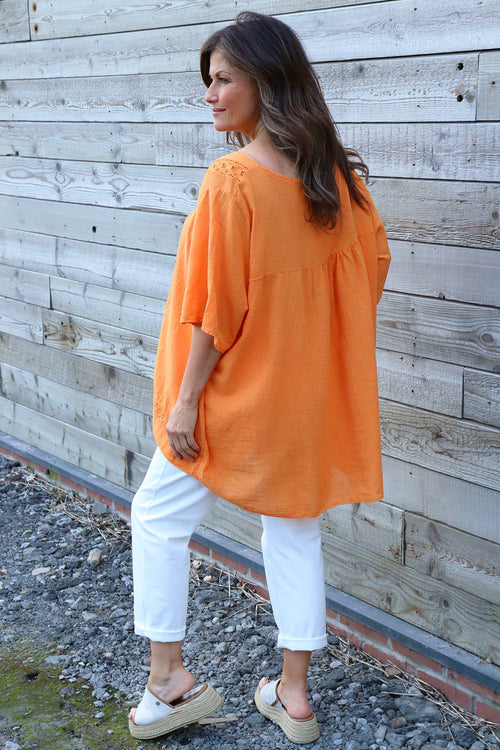 Ophira Smock Cotton Top Orange - Image 4